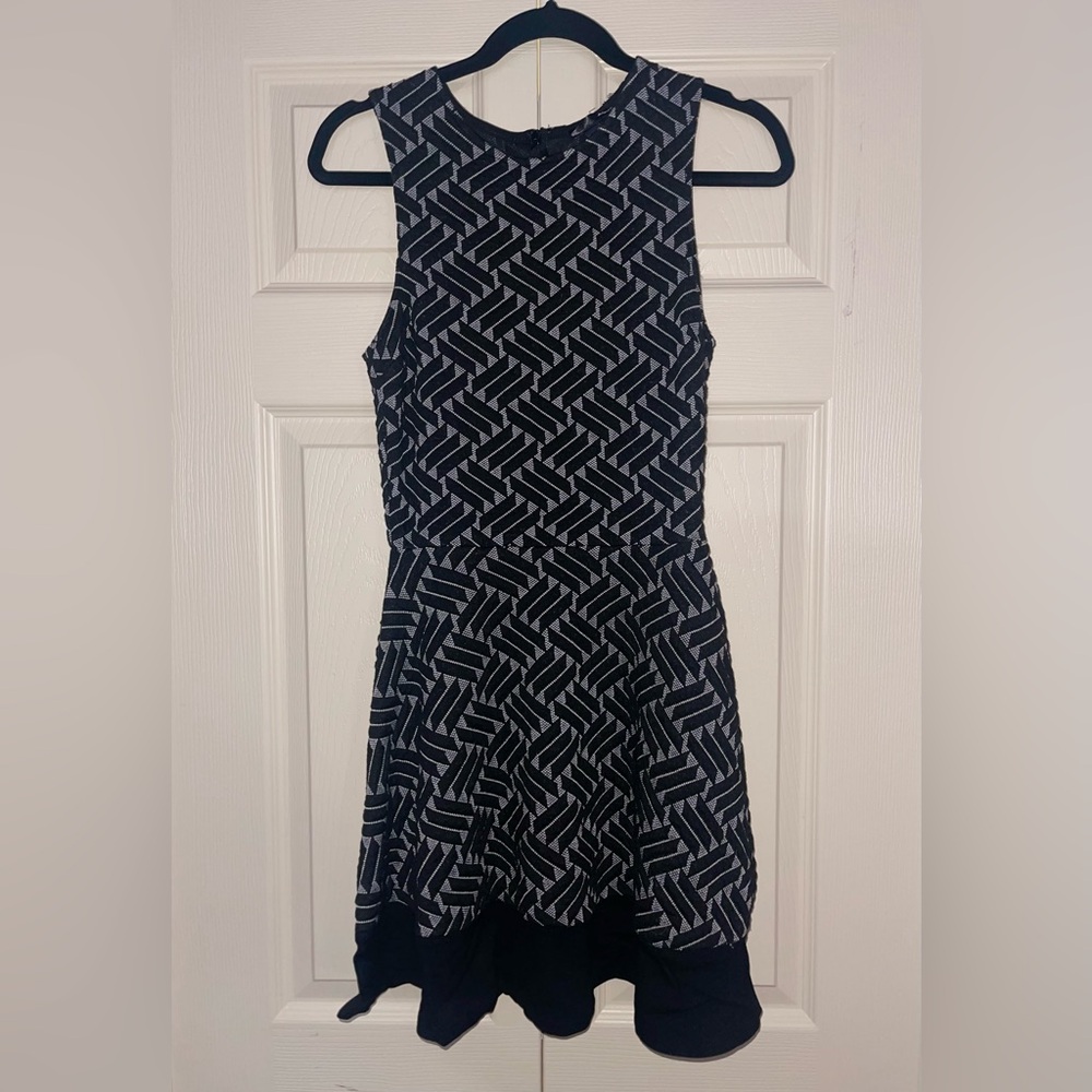 Aqua Black and Gray Geometric Dress